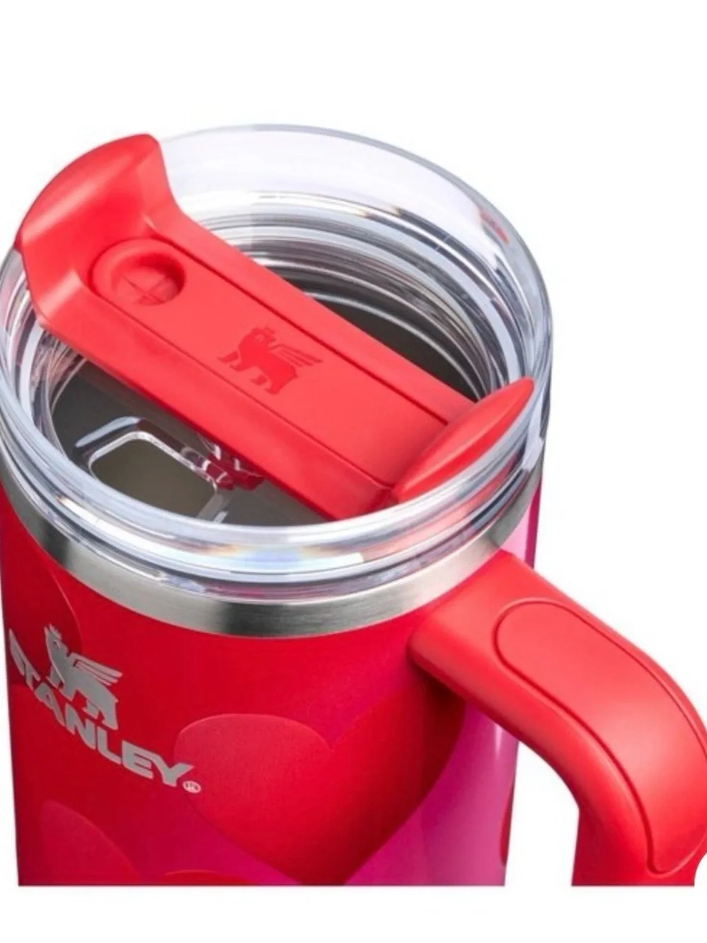 Stanley Red and Pink Heart Mug Tumbler with Handle 2026 - Picture 2 of 3